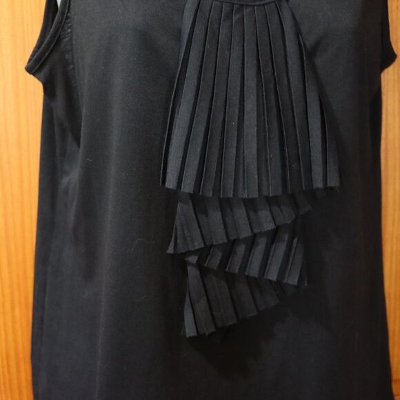 Talbots Black Ruffle Tank Top Medium NWT Pleated Yoke Summer Layering Top - Picture 6 of 10